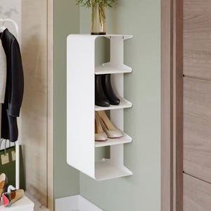 Wall mounted shoe rack - Metal hanging organizer with 4 or 5 shelves - Compact storage in the hallway