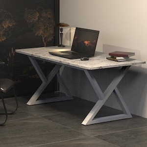 X-Shaped Metal Table Legs – Modern Industrial Steel Desk Base – Cross Frame Table Support – Handmade Loft Style Table Legs