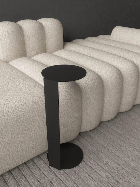 Pong Side Table | Modern Minimalist Metal Side Table | Black White | Compact Design for Living Room Bedroom