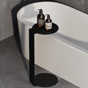 Black Metal C Table, Modern Sofa Side Table, Minimalist Coffee Table for Small Spaces