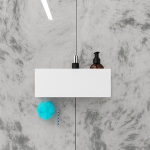 Stainless Steel Shower Shelf with Edge – White and Black Bathroom Organizer for Shampoos, Towels, and Hygiene Essentials