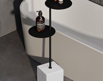 Modern Black Two Tier Side Table, Minimalist Metal Accent Table, Contemporary Freestanding End Table