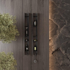 Sleek Bathroom Shelf | Black & White Wall-Mounted Storage for Toiletries, Shower Accessories, and Small Items