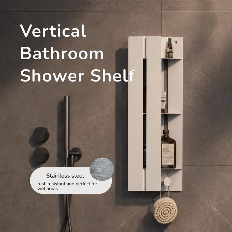 floating shelf
vertical wall shelf
wall shelf
shower shelf
bathroom shelves
hidden shelves
black shelf
metal shelves
custom shelves
bathroom storage
wall mounted shelf
modern shelves
waterproof shelf