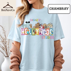 Disney Hollywood Studios T-Shirt, Mickey Minnie Goofy Donald Tee, Theme Park Icons Shirt, Colorful Cartoon Vacation Top
