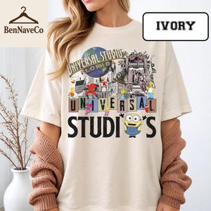 T-shirt Universal Studios Florida, t-shirt personnages de dessins animés, chemise Minion Jurassic Park, haut de vacances dans un parc à thème