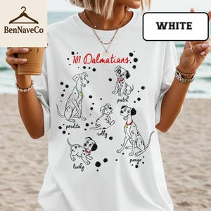 101 Dalmatians T-Shirt, Patch, Lucky, Rolly, Pongo, Perdita, Disney Cartoon Puppy Tee, Cute Dog Shirt