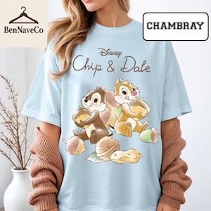 Chip and Dale Shirt, Cute Disney Chipmunk T-Shirt, Cartoon Acorn Graphic Tee, Vintage Style Chip & Dale Shirt