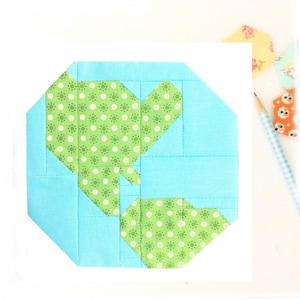 Globus Karte Quilt Block PDF Sofort Download Quilt Muster 6 Zoll und 12 Zoll Block Anleitung Nord- und Südamerika