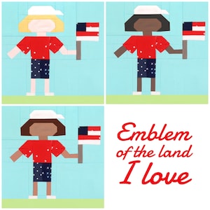 Emblem of the Land I Love Quilt Block Pattern Patriotic Girl PDF - Includes instructions for 6 inch and 12 inch Blocks Traditional Piecing