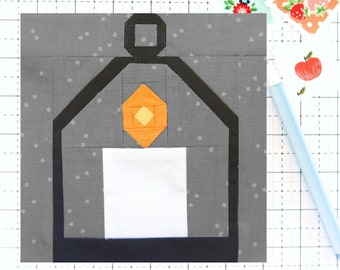 Fall Farmhouse Lantern Autumn Quilt Block PDF pattern - Includes instructions for 6 inch, 12 inch, 18 inch and 24 inch Finished Blocks