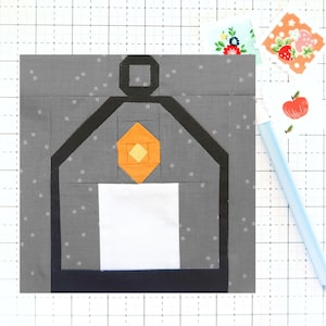 Fall Farmhouse Lantern Autumn Quilt Block PDF pattern - Includes instructions for 6 inch, 12 inch, 18 inch and 24 inch Finished Blocks