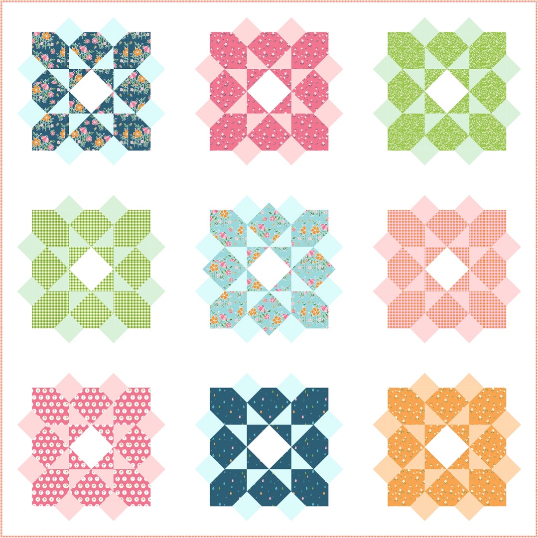 Pattern, Fabric Bundle Quilt Block by Burlap and Blossom (digital