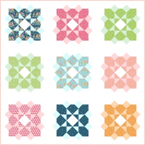 Blossom Quilt Pattern by Gracey Larson: Featuring Play Outside Fabric Collection - Traditional Piecing Quilt 72 in x 72 in Digital PDF