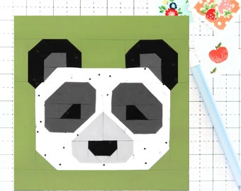 Panda Quilt Block Pattern Bear Face Animal PDF - Instructions for 6 inch, 9 inch, 12 inch, 18 inch, 24 inch Blocks Traditional Piecing