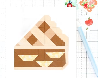 Slice of Homemade Apple Pie Quilt Block Pattern Food PDF - Makes 6 inch, 9 inch, 12 inch, 18 inch, and 24 inch Blocks - Traditional Piecing