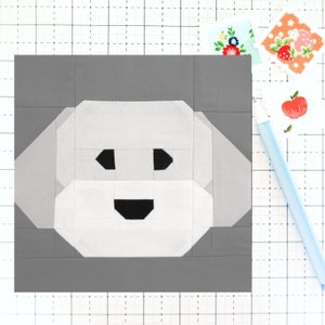 Bichon Frise Dog Puppy Quilt Block PDF pattern - Includes instructions for 6 inch, 12 inch, 18 inch and 24 inch Finished Blocks