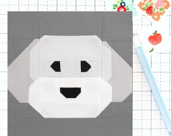 Bichon Frise Dog Puppy Quilt Block PDF pattern - Includes instructions for 6 inch, 12 inch, 18 inch and 24 inch Finished Blocks