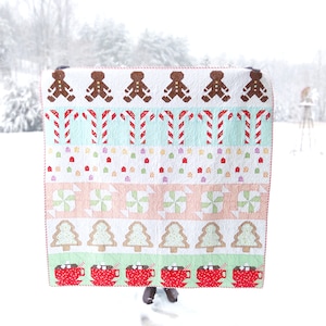 Gingerbread House Christmas Candy Row PDF Quilt Pattern - Traditional Piecing Throw Quilt