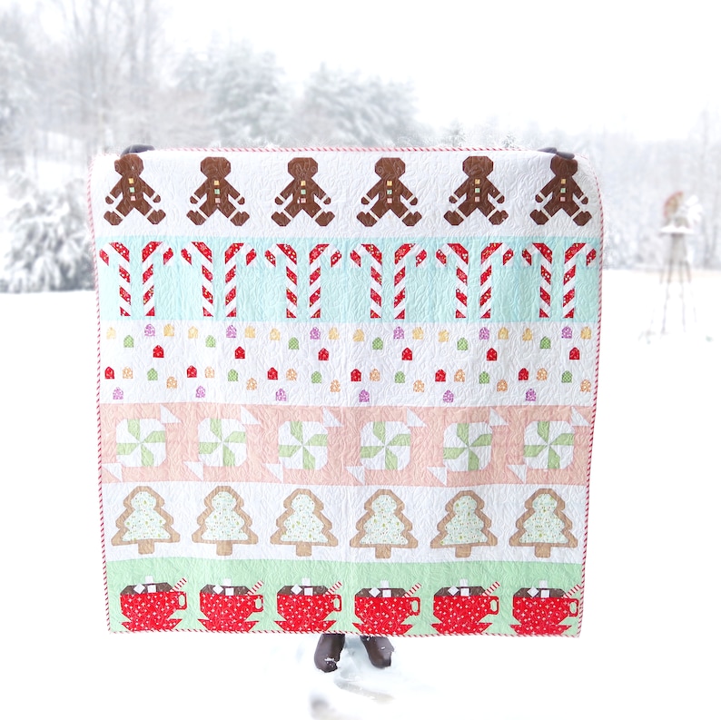 Gingerbread House Christmas Candy Row PDF Quilt Pattern Traditional Piecing Throw Quilt image 1