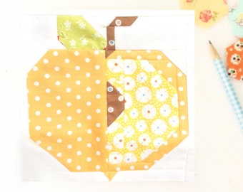 Summer Peach Quilt Block PDF Instant Download Quilt Pattern 6 inch and 12 inch block instructions