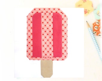 Popsicle Summer Dessert Quilt Block PDF pattern - Includes instructions for 6 inch and 12 inch Finished Blocks