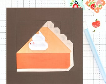 Slice of Homemade Pumpkin Pie Quilt Block PDF Pattern - Includes instructions for Multiple Sizes - 6", 12" 18", and 24" inch Finished Blocks
