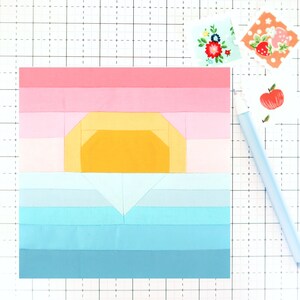 Ocean Sunset Summer Ombre Quilt Block PDF pattern - Includes instructions for 6 inch and 12 inch Finished Blocks