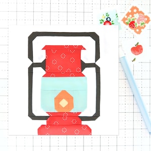 Lantern Camping PDF Quilt Block Pattern - Instructions for 6 inch, 9 inch, 12 inch, 18 inch, 24 inch Blocks Traditional Piecing