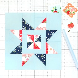 My America Star 4th of July Patriotic Quilt Block PDF pattern-Includes instructions for 6 inch, 12 inch, 18 inch, 24 inch Finished Blocks