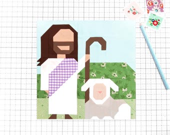 The Good Shepherd Quilt Block Pattern Easter PDF - Instructions for 6 inch, 9 inch, 12 inch, 18 inch, 24 inch Blocks Traditional Piecing
