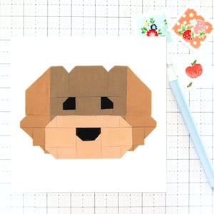 Cavapoo Dog Puppy Quilt Block PDF pattern -Includes instructions for 6 inch, 12 inch, 18 inch and 24 inch Finished Blocks