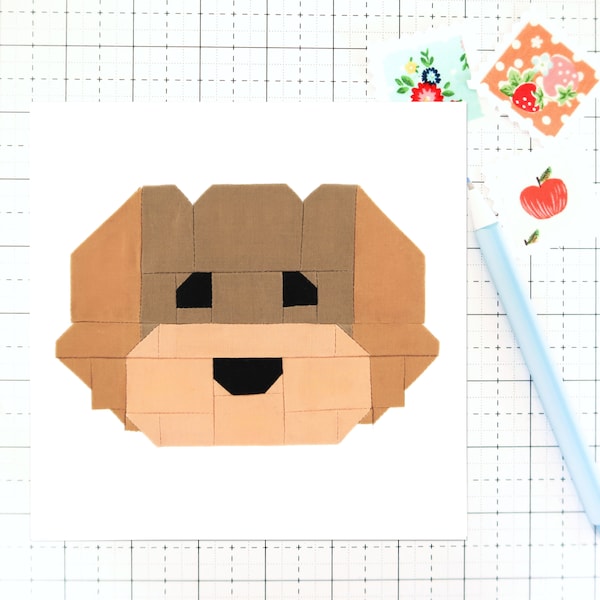 Cavapoo Dog Puppy Quilt Block PDF pattern -Includes instructions for 6 inch, 12 inch, 18 inch and 24 inch Finished Blocks