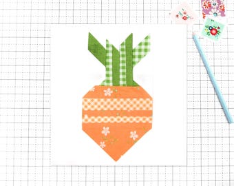 Simple Spring Carrot Quilt Block Pattern Garden PDF - Instructions for 6 inch, 9 inch, 12 inch, 18 inch, 24 inch Blocks Traditional Piecing