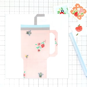 Drink Tumbler Cup Quilt Block PDF Muster - Enthält Anweisungen für fertige Blöcke für 6 Zoll, 12 Zoll, 18 Zoll, 24 Zoll