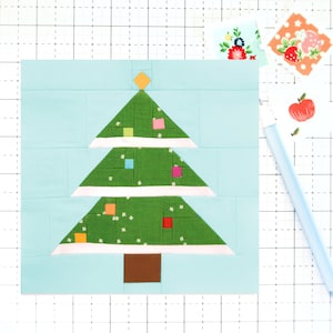 Decorated Christmas Tree Quilt Block PDF pattern - Includes instructions for 6 inch, 12 inch, 18 inch and 24 inch Finished Blocks