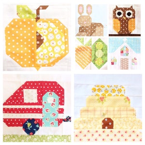 Bunny Bun Quilt Block PDF Instant Download Rabbit Quilt Block Pattern 6 inch and 12 inch block instructions image 4