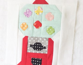 Gumball Machine Quilt Block PDF Instant Download Quilt Pattern 6 inch and 12 inch block instructions