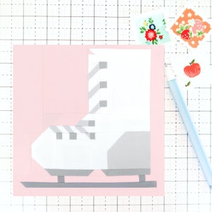 PDF-mönster för quiltblock för vinter och jul till skridskor – Innehåller instruktioner för färdiga block på 15 cm, 30 cm, 40 cm och 60 cm