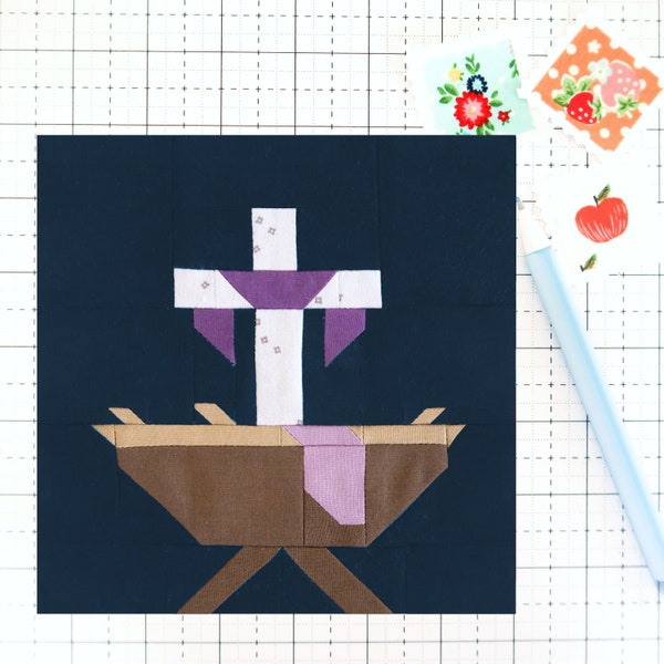 The Gift of a Savior Christmas Nativity Quilt Block PDF pattern - instructions for 6 inch, 12 inch, 18 inch and 24 inch Finished Blocks