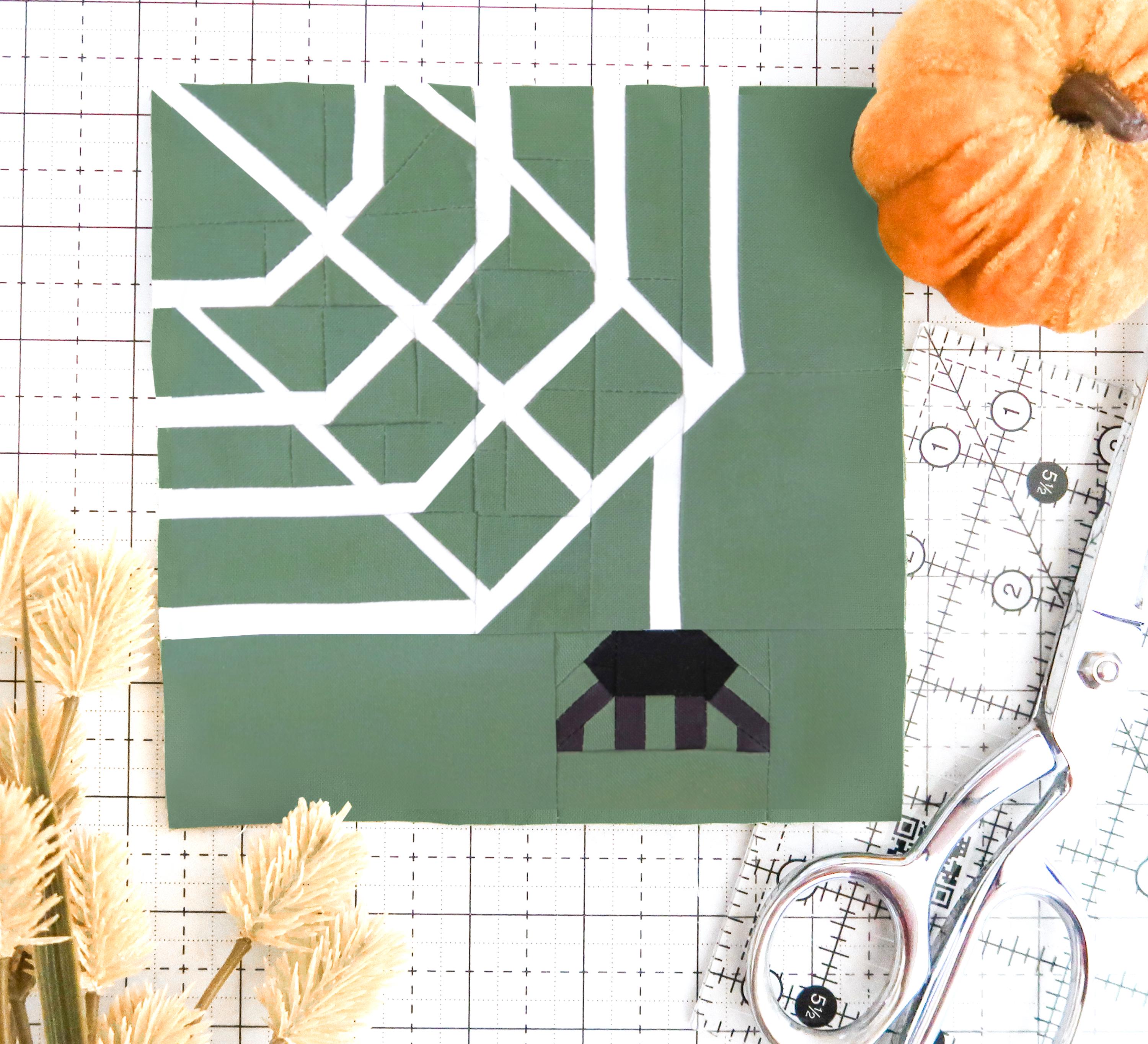Late Autumn Spider Web Quilt Block Pattern Fall Animal PDF - 6 Inch, 9 ...