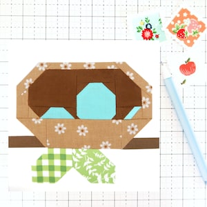 Bird Nest with Eggs Spring Quilt Block PDF pattern - Includes instructions for 6 inch and 12 inch Finished Blocks