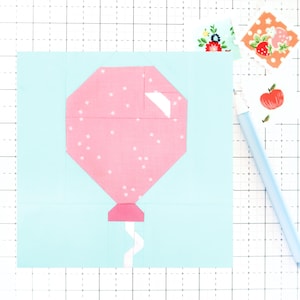 Balloon on a String Quilt Block Pattern PDF Summer Party - Instructions for 6 inch, 9 inch, 12 inch, 18 inch, 24 inch Finished Blocks