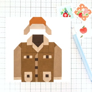 Outdoor Jacket and Hat Hunting Camping Hunting Quilt Block PDF pattern-Instructions for 6 inch, 12 inch, 18 inch and 24 inch Finished Blocks