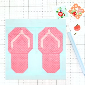 Flip Flops Quilt Block Pattern Summer Beach Pool PDF - Instructions for 6 inch, 9 inch, 12 inch, 18 inch, 24 inch Finished Blocks