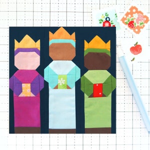 3 Wise Men Nativity Christmas Quilt Block Pattern PDF - Includes instructions for 6 inch, 12 inch, 18 inch, and 24 inch Finished Blocks