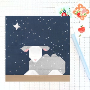 The Spotless Lamb Christmas Nativity Quilt Block PDF pattern-Instructions for 6 inch, 12 inch, 18 inch and 24 inch Finished Blocks