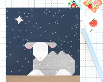 The Spotless Lamb Christmas Nativity Quilt Block PDF pattern-Instructions for 6 inch, 12 inch, 18 inch and 24 inch Finished Blocks