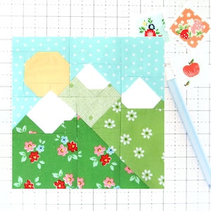 Mountain Majesties PDF quilt block pattern - Instructions for 6 inch, 9 inch, 12 inch, 18 inch, 24 inch Blocks Traditional Piecing