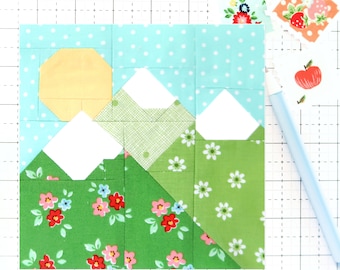 Mountain Majesties PDF quilt block pattern - Instructions for 6 inch, 9 inch, 12 inch, 18 inch, 24 inch Blocks Traditional Piecing